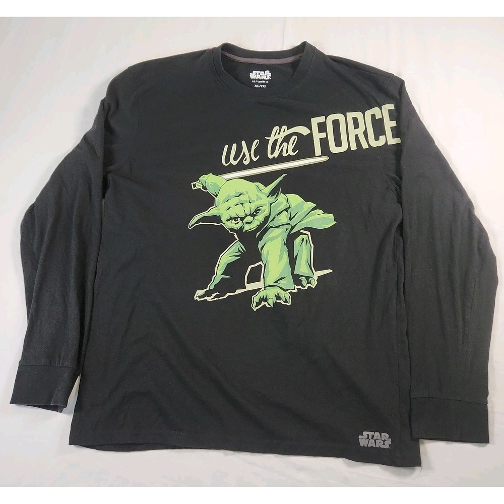 STAR WARS LONG SLEEVE SHIRT XL BLACK YODA SCREEN PRINT FRONT USE THE FORCE